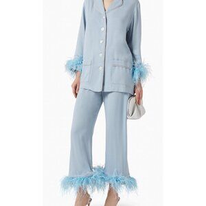 Sleeper Party Pajamas Set With Detachable Feathers In Light Blue